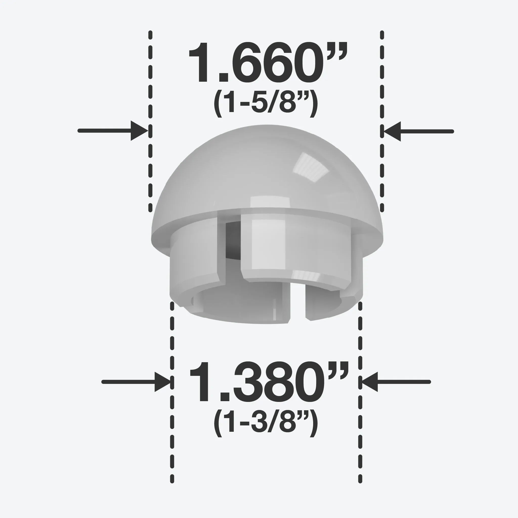 1-1/4 in. Internal Ball PVC Cap, Furniture Grade - Gray