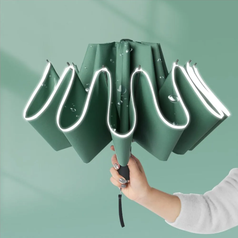 10k Automatic Reverse Folding Umbrella With Reflective Strips