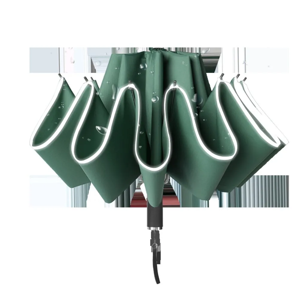 10k Automatic Reverse Folding Umbrella With Reflective Strips