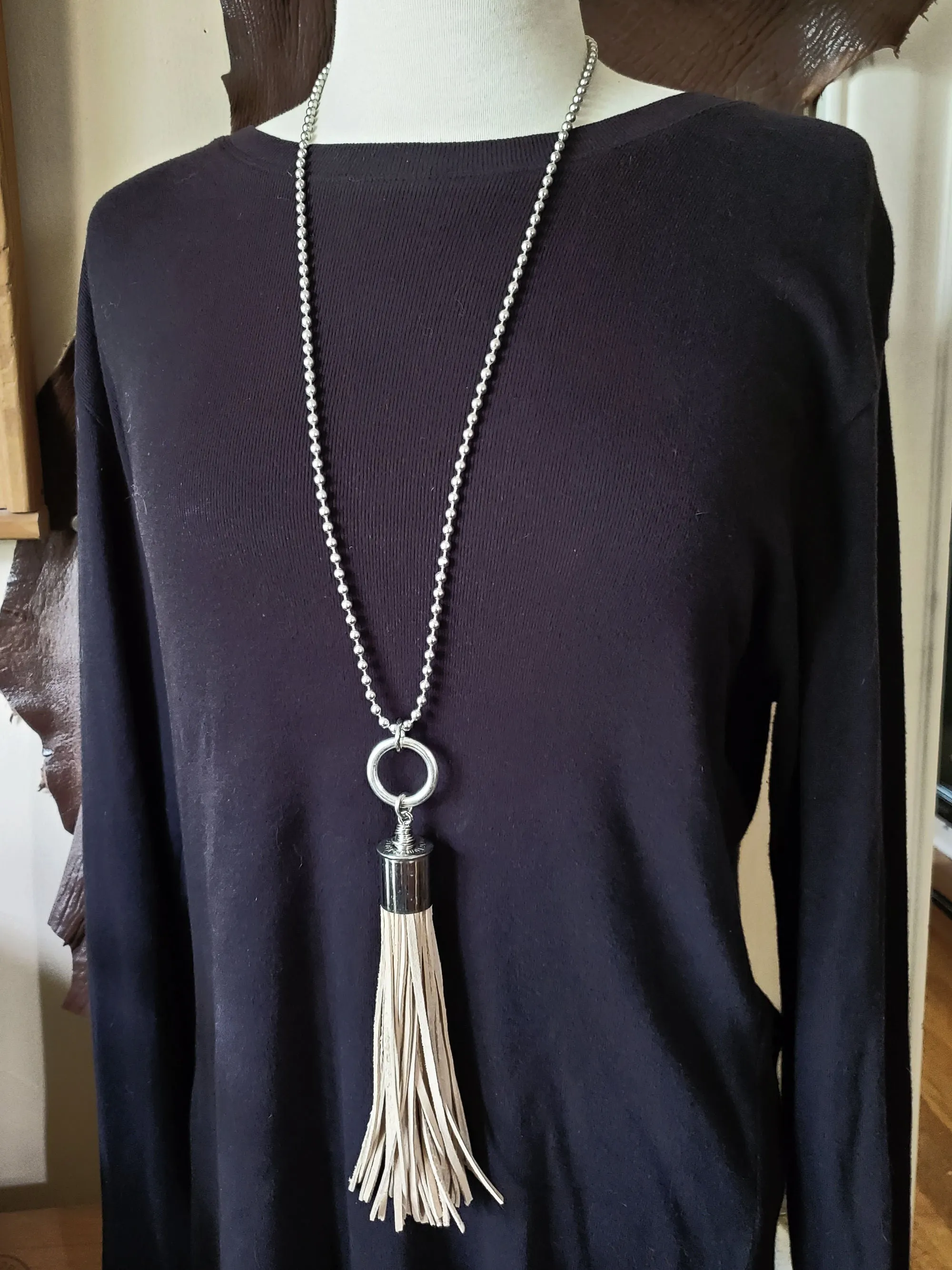 12 Gauge Leather Tassel Necklace - SEVEN COLORS!