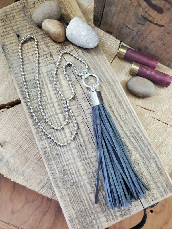 12 Gauge Leather Tassel Necklace - SEVEN COLORS!