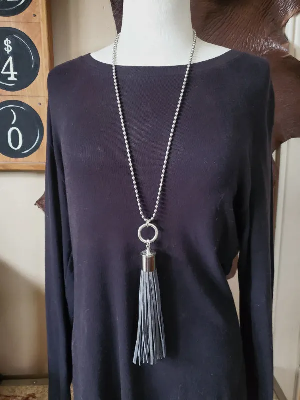 12 Gauge Leather Tassel Necklace - SEVEN COLORS!