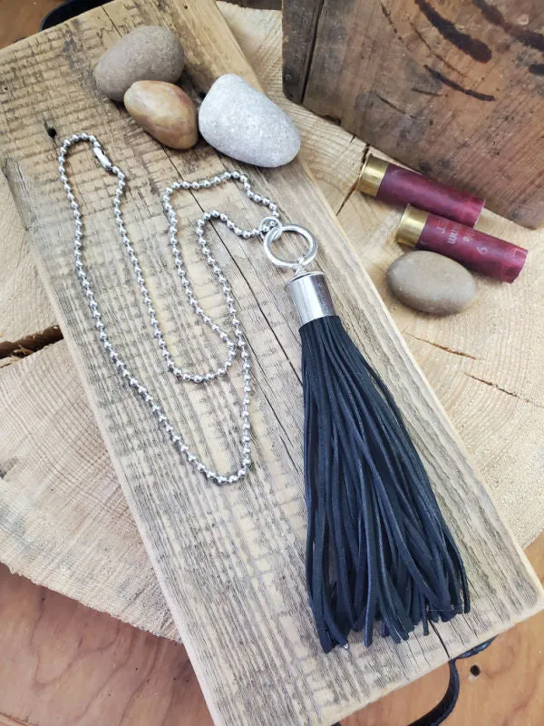 12 Gauge Leather Tassel Necklace - SEVEN COLORS!