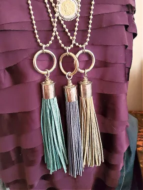 12 Gauge Leather Tassel Necklace - SEVEN COLORS!