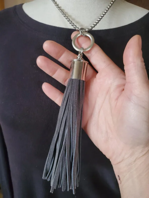 12 Gauge Leather Tassel Necklace - SEVEN COLORS!