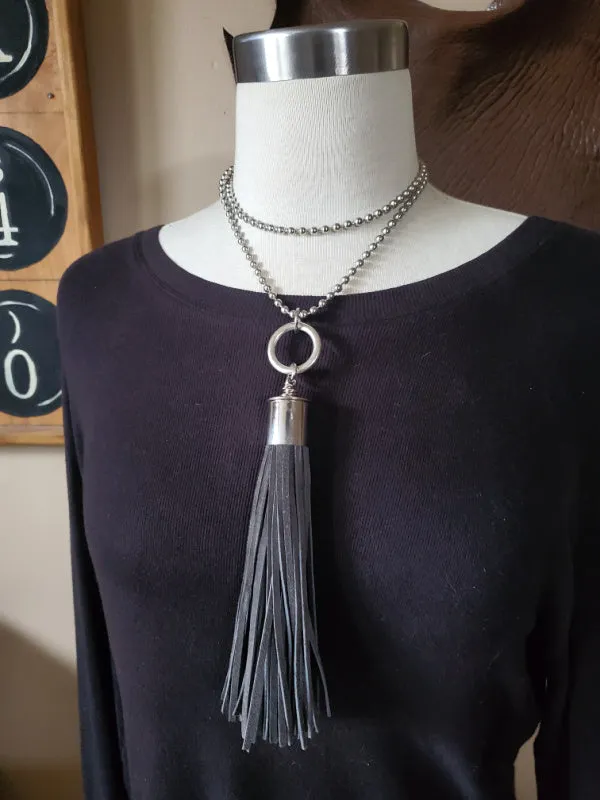 12 Gauge Leather Tassel Necklace - SEVEN COLORS!