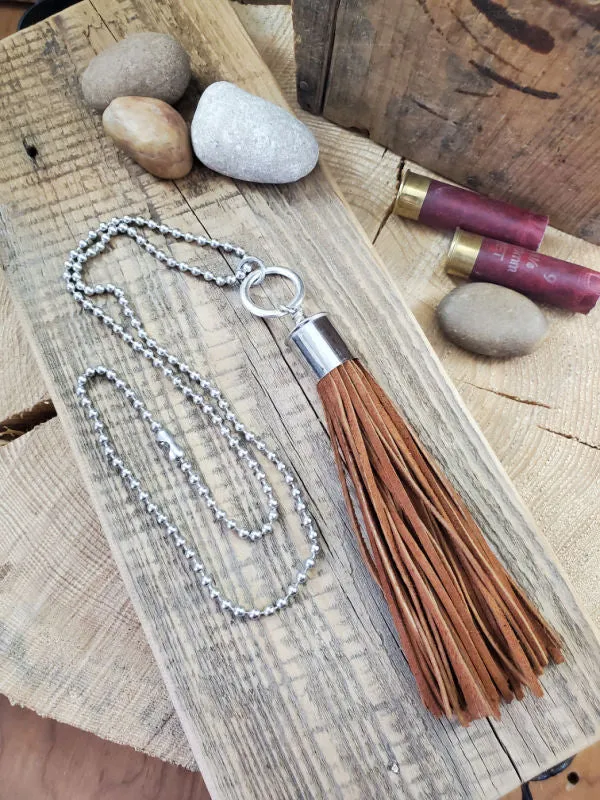 12 Gauge Leather Tassel Necklace - SEVEN COLORS!