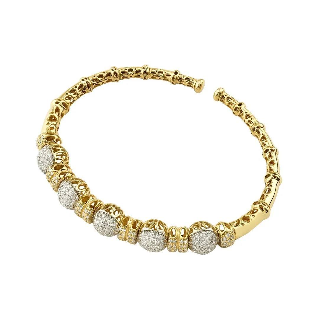 14k Yellow Gold Diamond Bangle Bracelet 2.55 Ctw