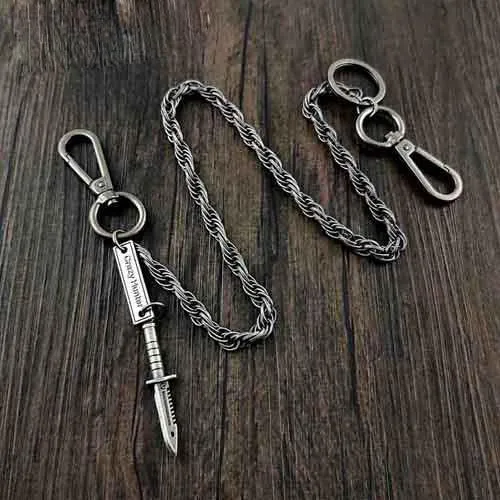 25'' Metal HUNTER SWORD BIKER SILVER WALLET CHAIN LONG PANTS CHAIN SILVER Jeans Chain Jean Chain FOR MEN