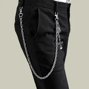 26'' Metal CROSS BIKER SILVER WALLET CHAIN LONG PANTS CHAIN SILVER Jeans Chain Jean Chain FOR MEN