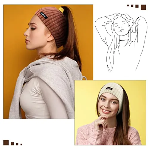 4 Pieces Knit Headbands Winter Ear Warmers Crochet Knit Headbands Elastic Turban Head Wraps Chic Hair Scrunchies Headbands for Women Girls