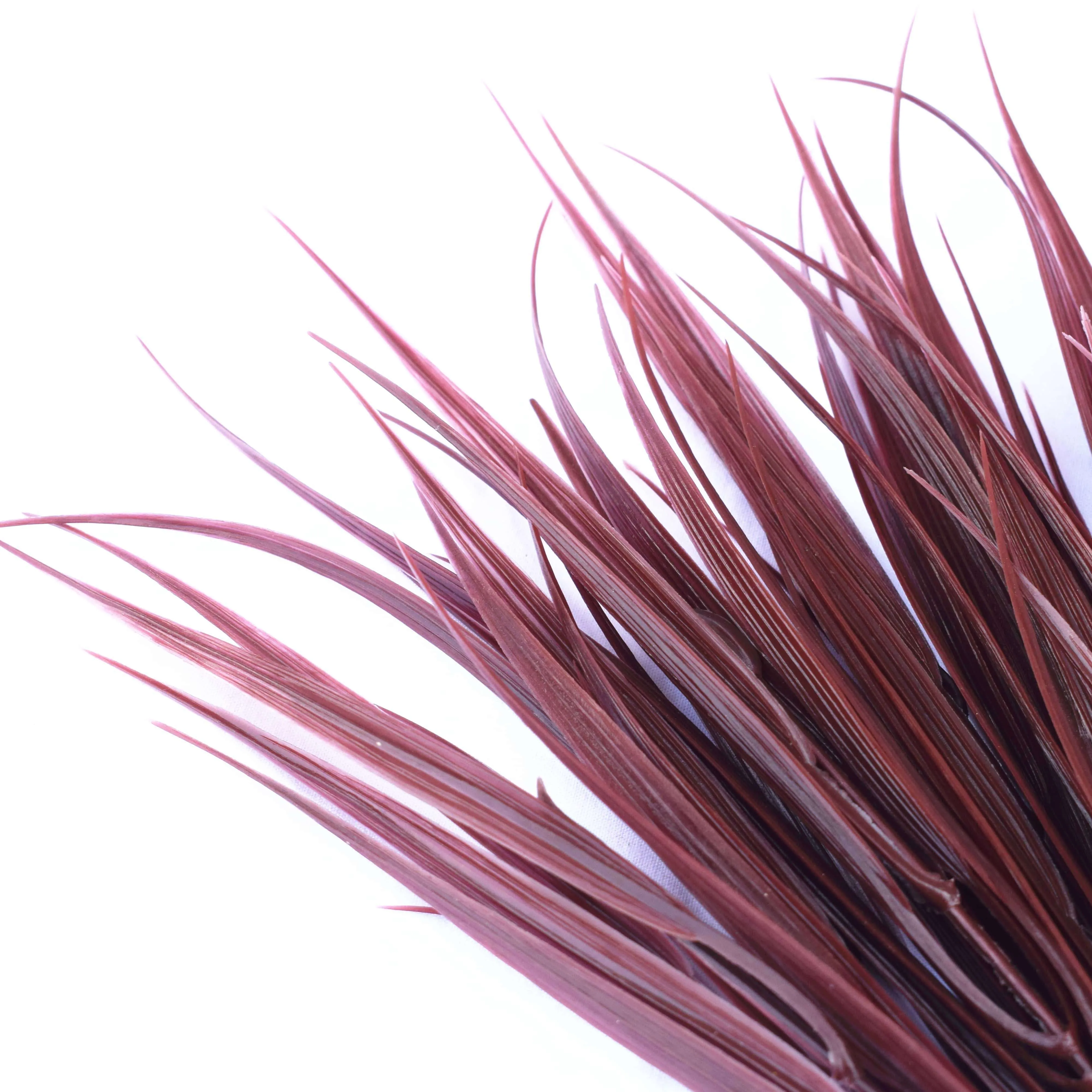5 Pack Dark Red Artificial Grass Stem 35cm Long UV Resistant (Indoor or Outdoor)