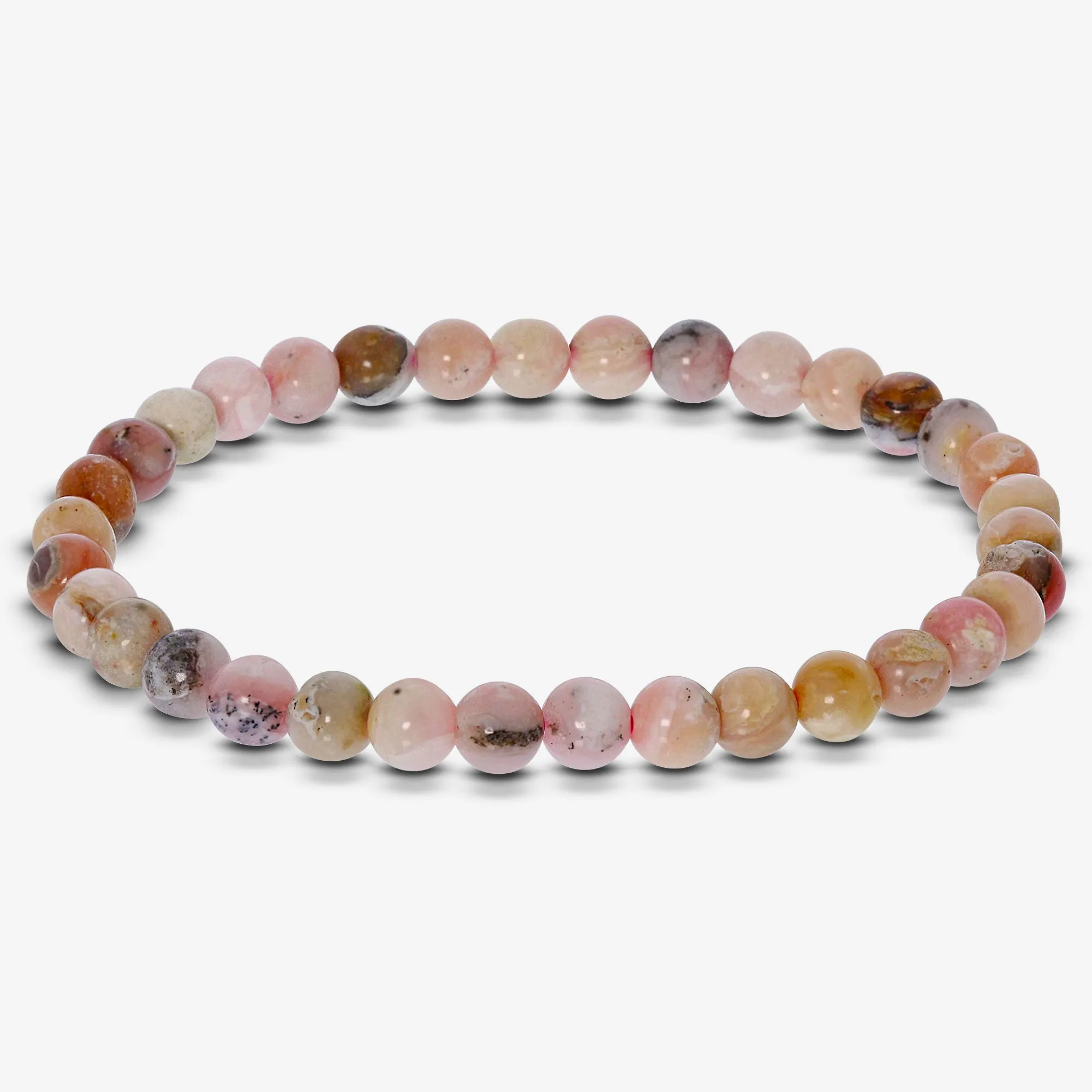 6mm Pink Opal Gemstone Unisex Stretch Bracelet