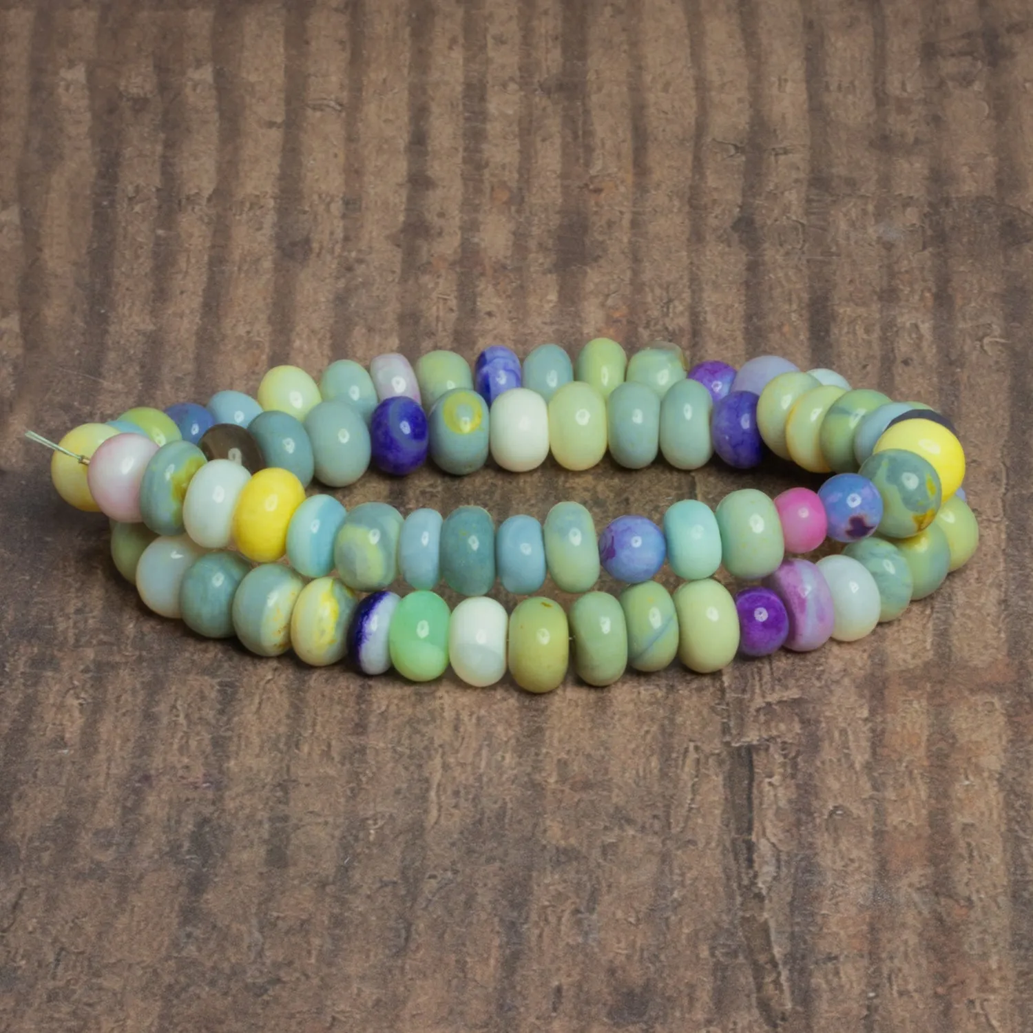 7-9mm Multi Color Opal Plain Rondelles 16 inch 65 beads