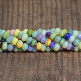 7-9mm Multi Color Opal Plain Rondelles 16 inch 65 beads