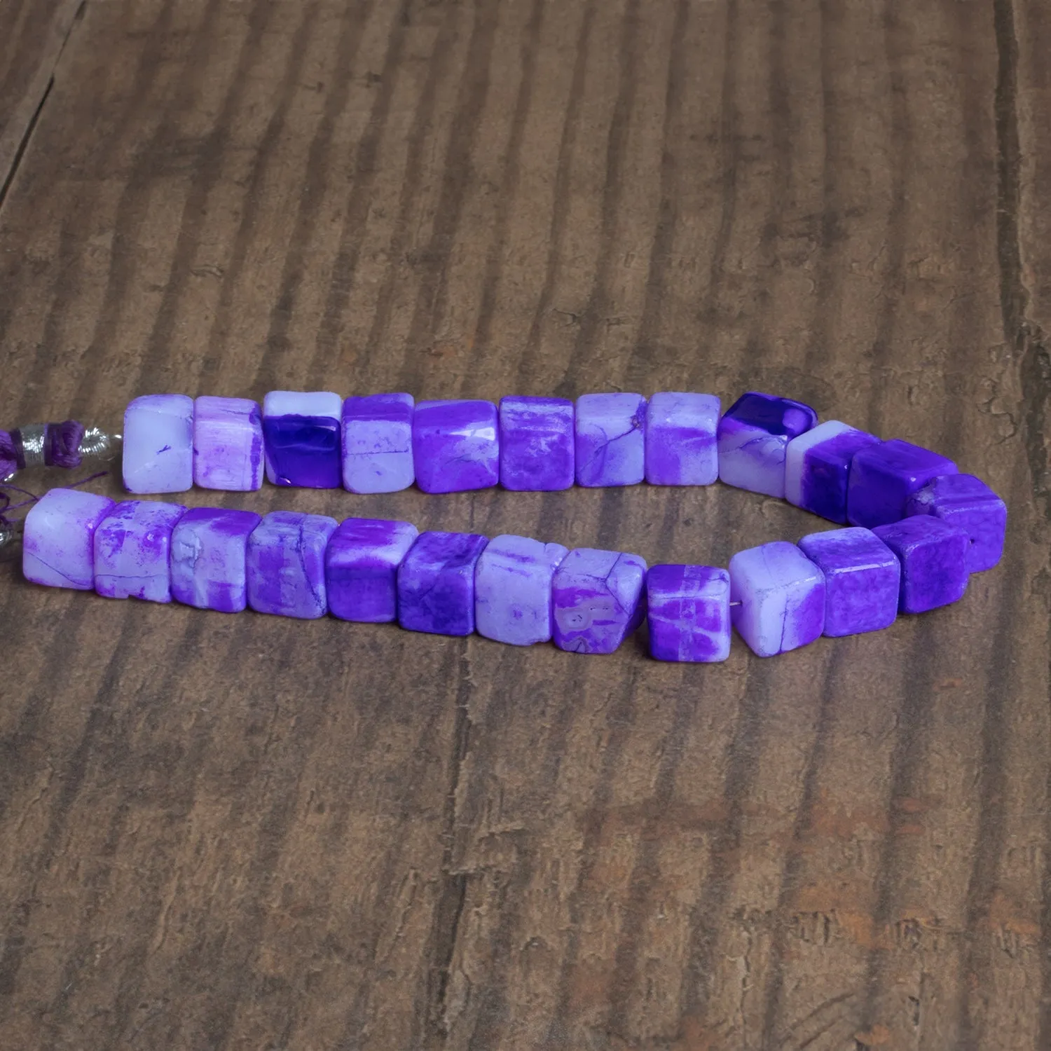 8-10mm Purple Opal Plain Cubes 8 inch 23 beads