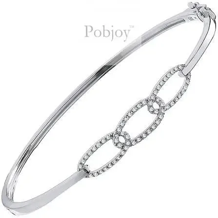 9K White Gold Link & Diamond Bangle