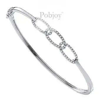 9K White Gold Link & Diamond Bangle