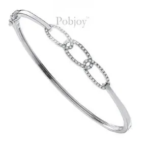 9K White Gold Link & Diamond Bangle