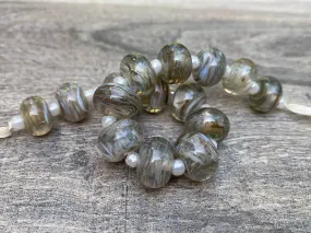 Abalone Gray Gold Lampwork Beads Set SRA