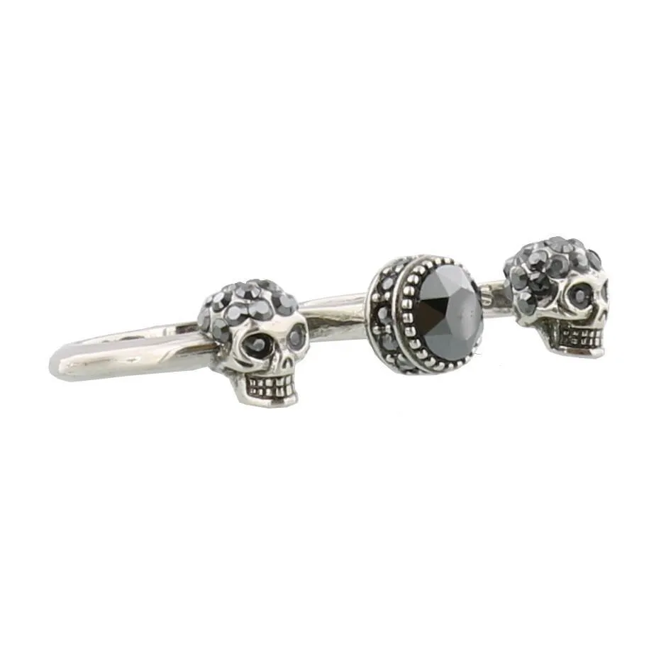 Alexander McQueen Crystal Embellished Twin Skull Ring