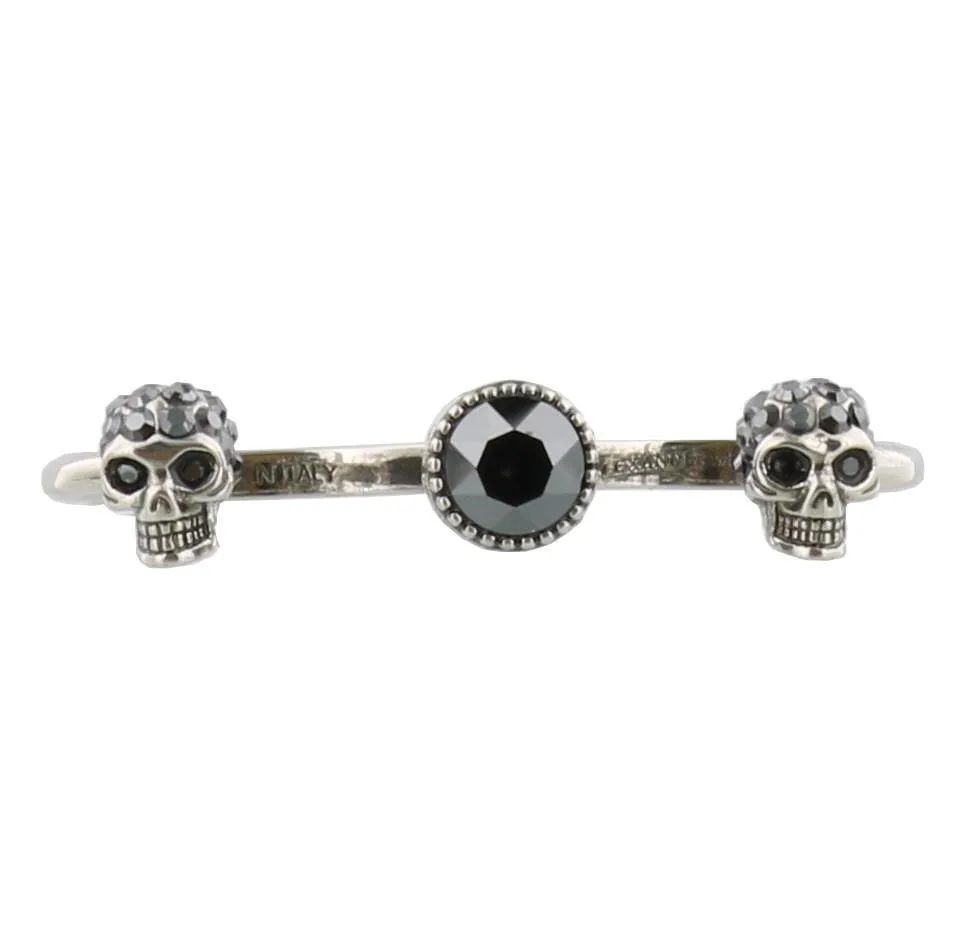 Alexander McQueen Crystal Embellished Twin Skull Ring