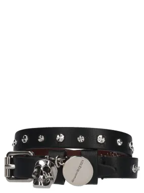 Alexander McQueen Double Wrap Skull Studded Bracelet