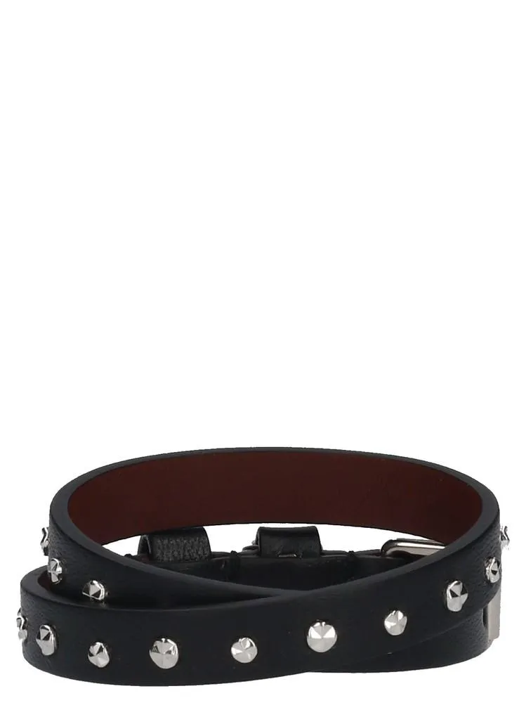 Alexander McQueen Double Wrap Skull Studded Bracelet