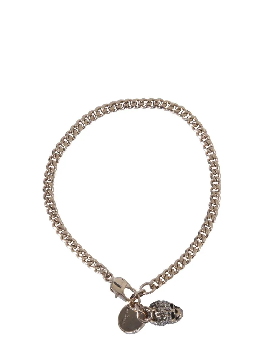Alexander McQueen Embellished Skull Charm Bracelet