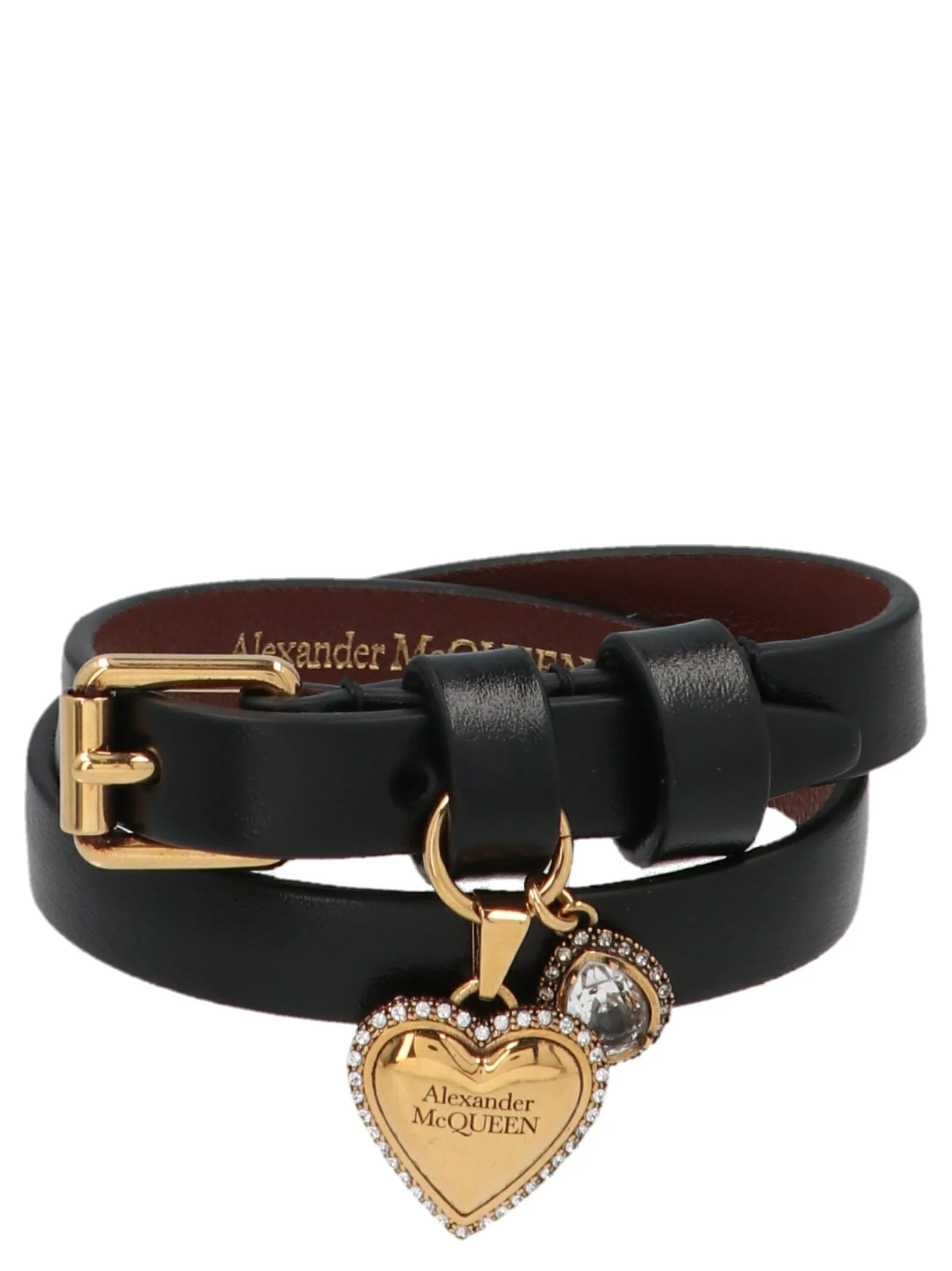 Alexander McQueen Heart Logo Charm Double Wrap Bracelet