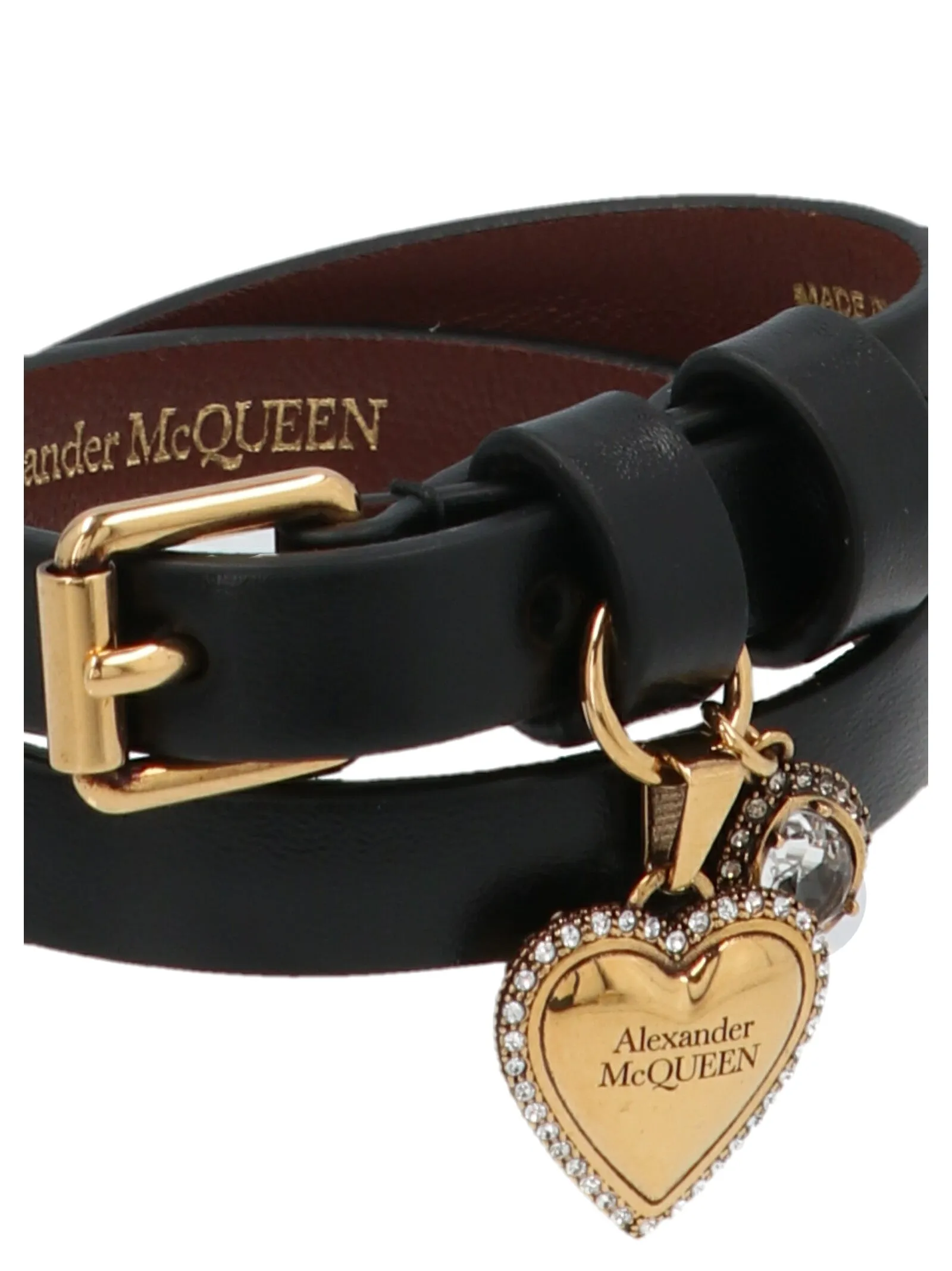 Alexander McQueen Heart Logo Charm Double Wrap Bracelet