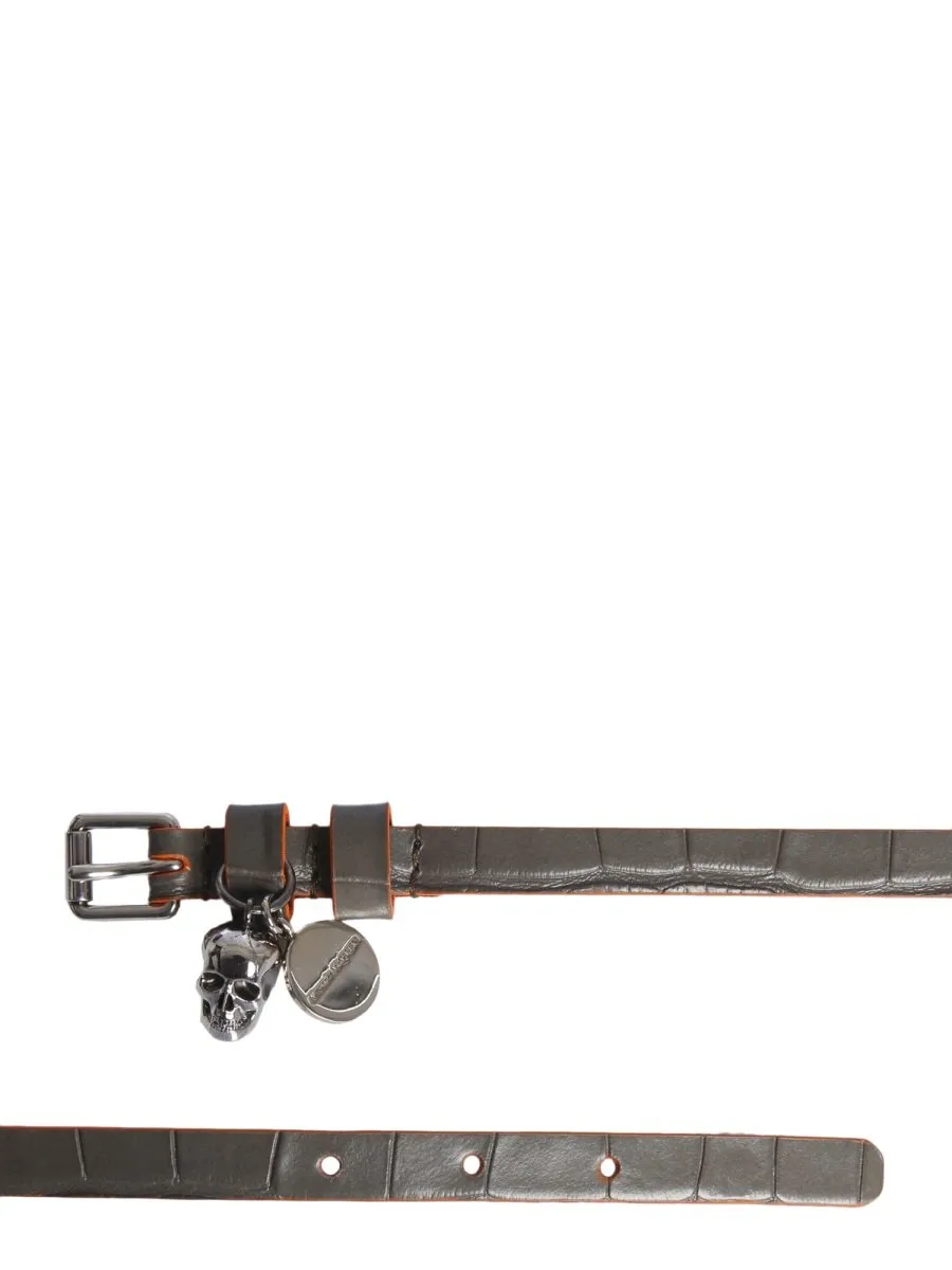 Alexander McQueen Leather Skull Bracelet