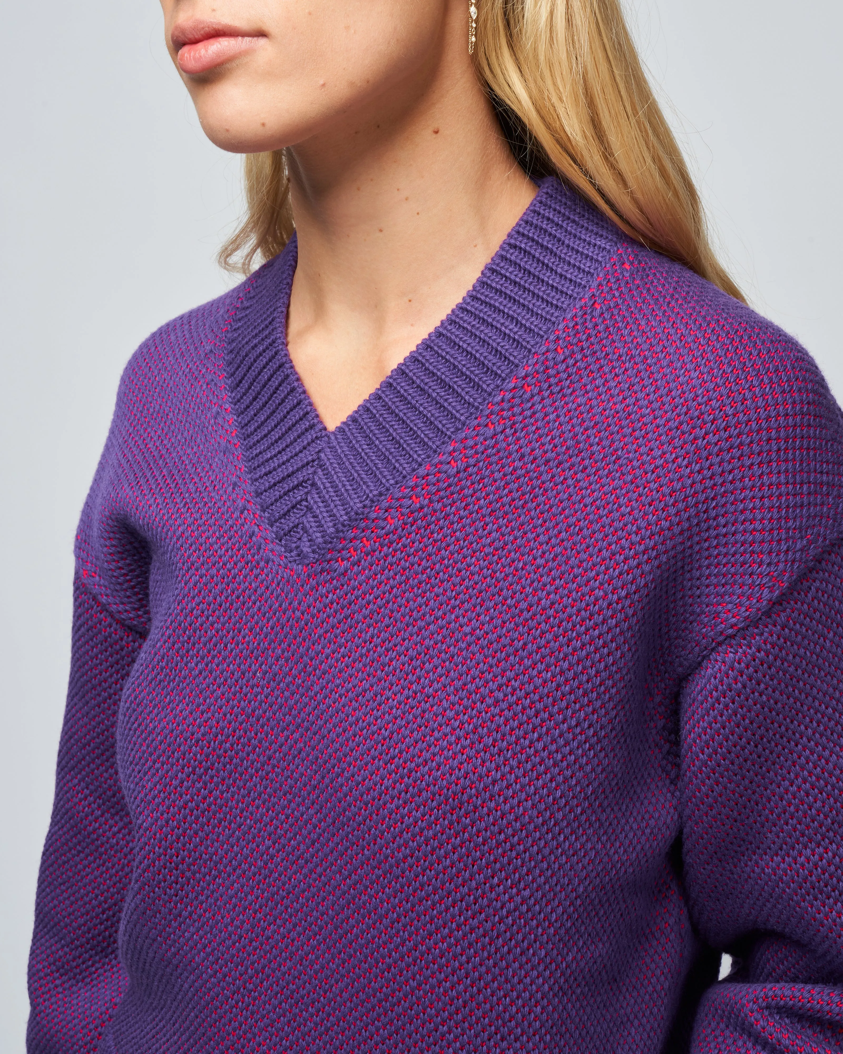 alice v-neck sweater - raspberry