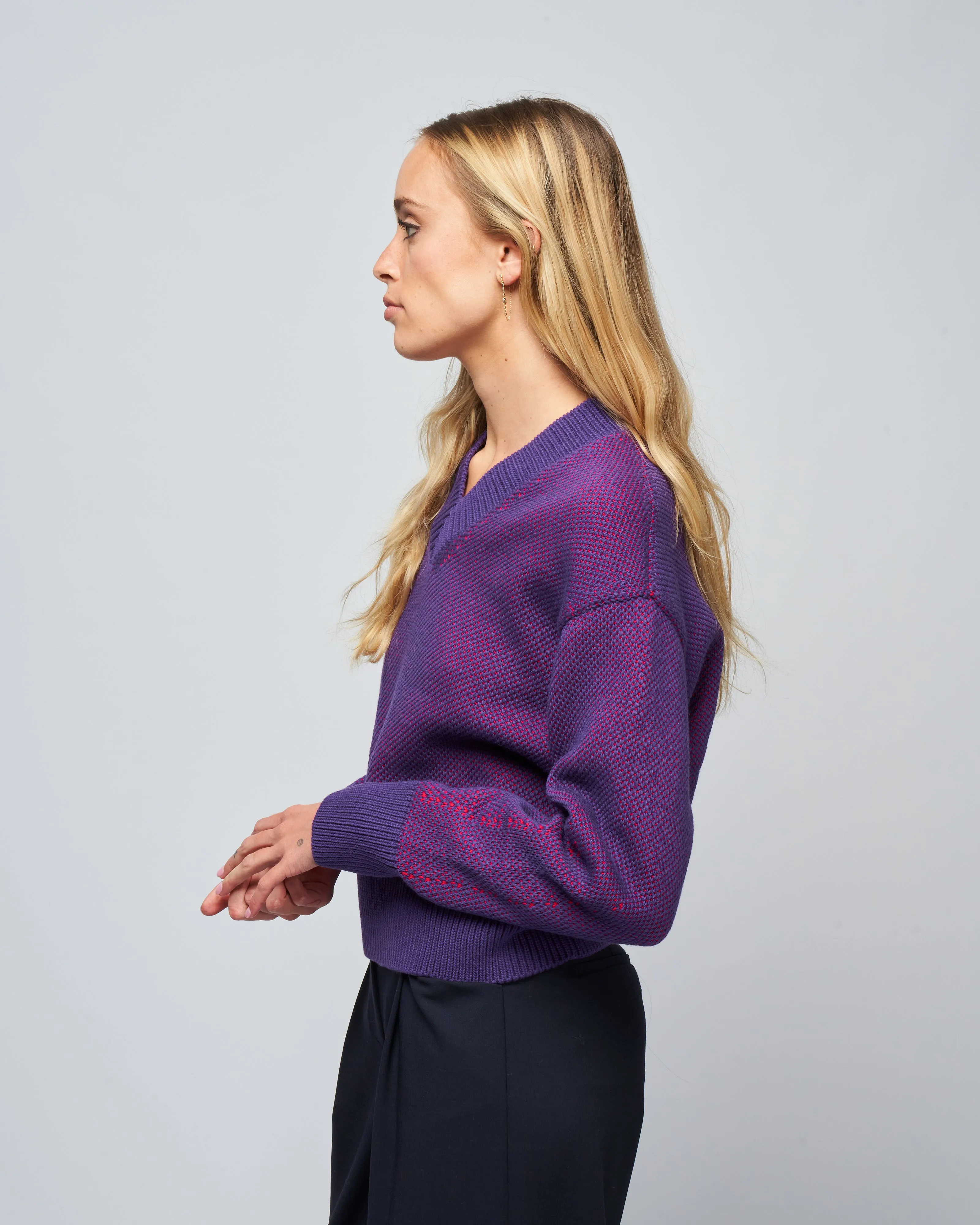 alice v-neck sweater - raspberry