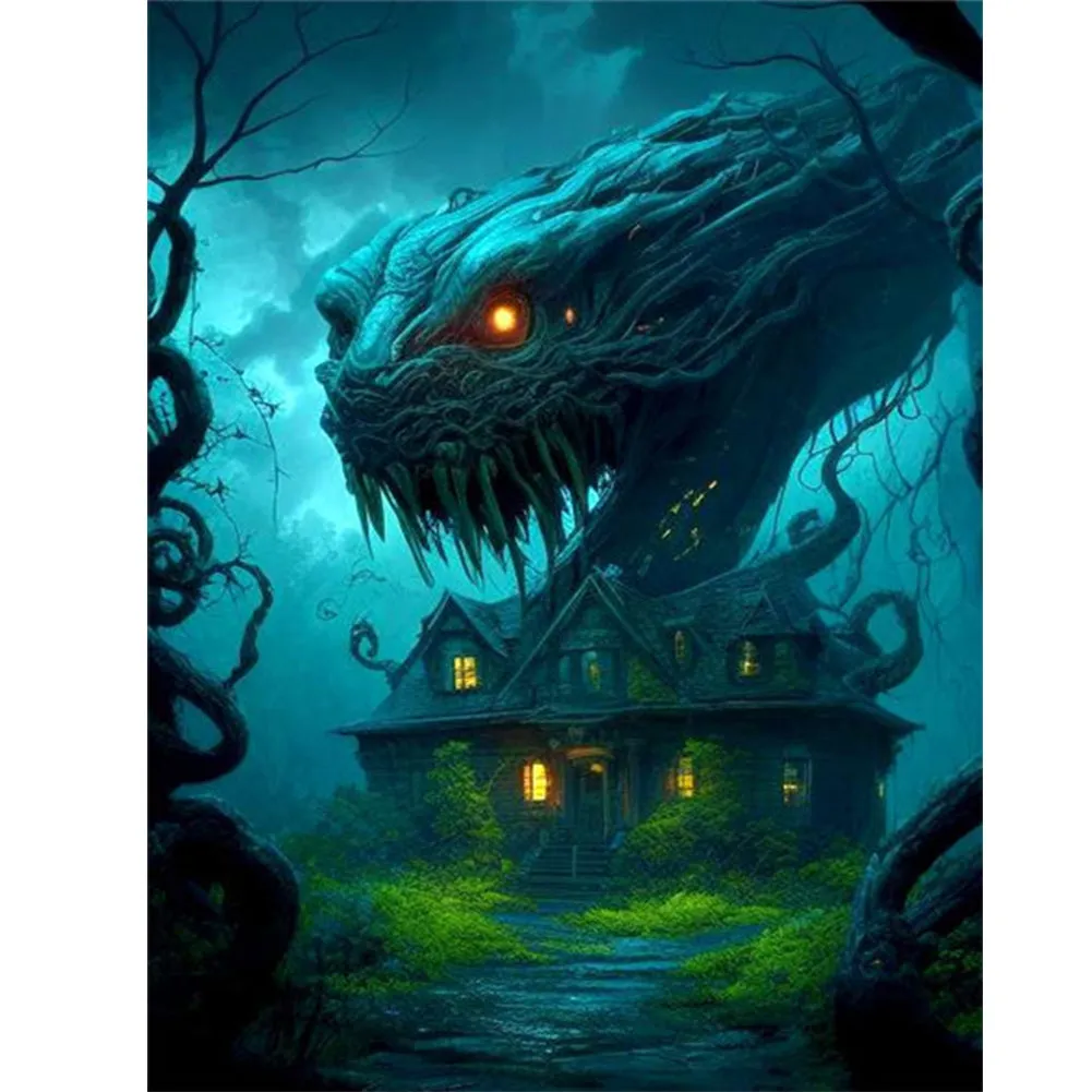 Animal Haunted House - Snake - Full Square Drill Diamond Painting 30*40CM