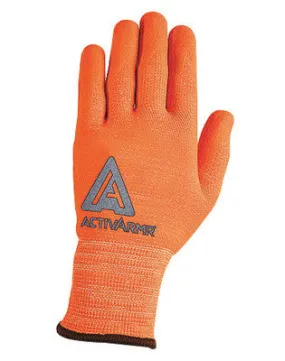 Ansell Size 10 Hi-Viz Orange ActivArmr Seamless Knit 13 gauge Medium Duty Cut Resistant Gloves With Knitwrist, Techcor Polyester Spandex Lining And Straight Thumb