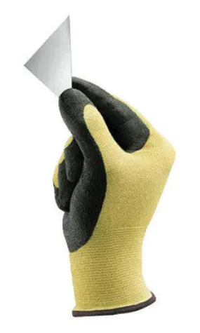 Ansell Size 11 HyFlex Light Duty Cut Resistant Black Foam Nitrile Palm Coated Work Gloves With Yellow DuPont Kevlar Liner And Knit Wrist