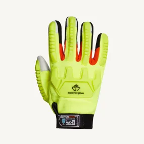 Anti-Impact Gloves - Superior Glove Clutch Gear® Mechanics Hi-Viz with Goat-Grain Palms MXGKGHVB