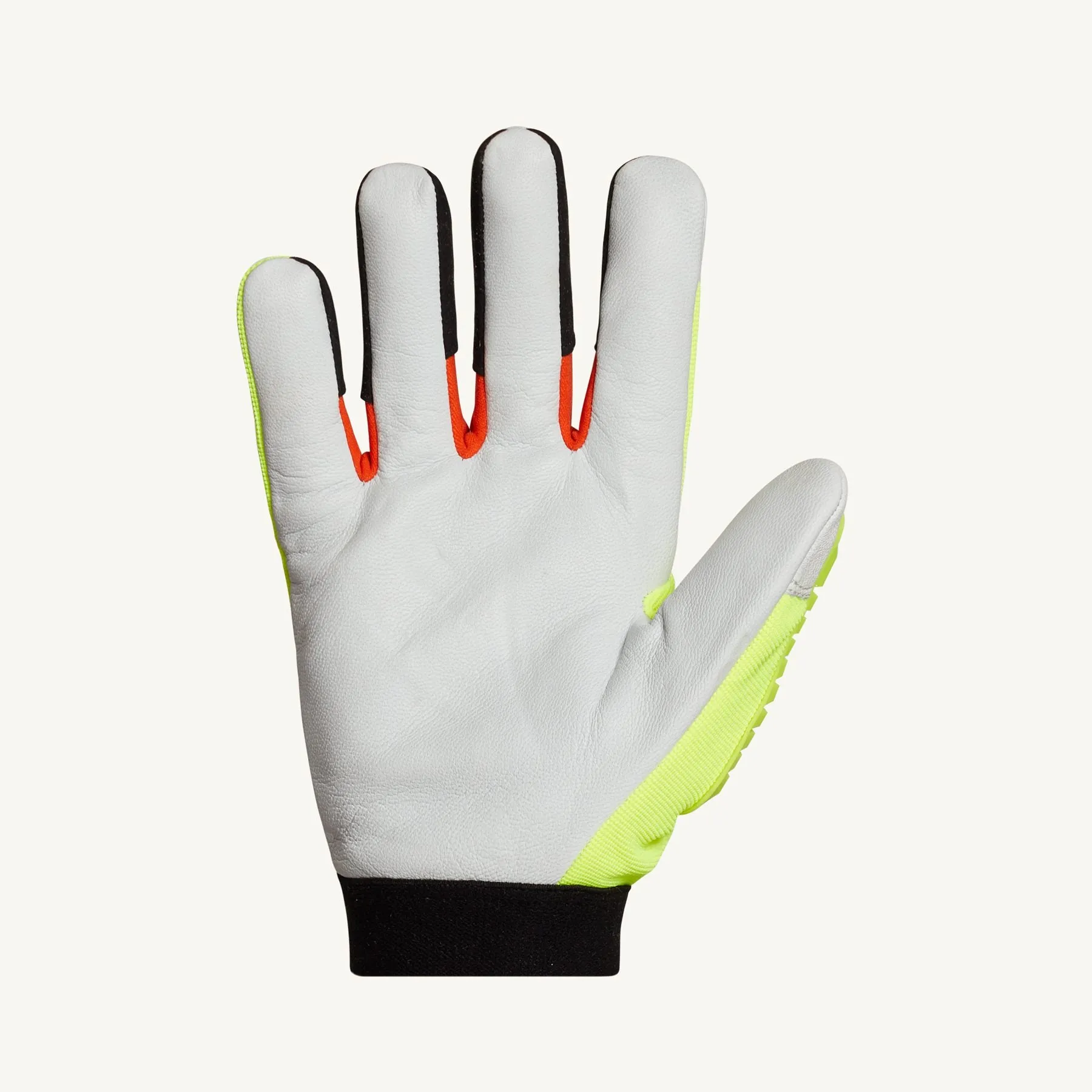 Anti-Impact Gloves - Superior Glove Clutch Gear® Mechanics Hi-Viz with Goat-Grain Palms MXGKGHVB