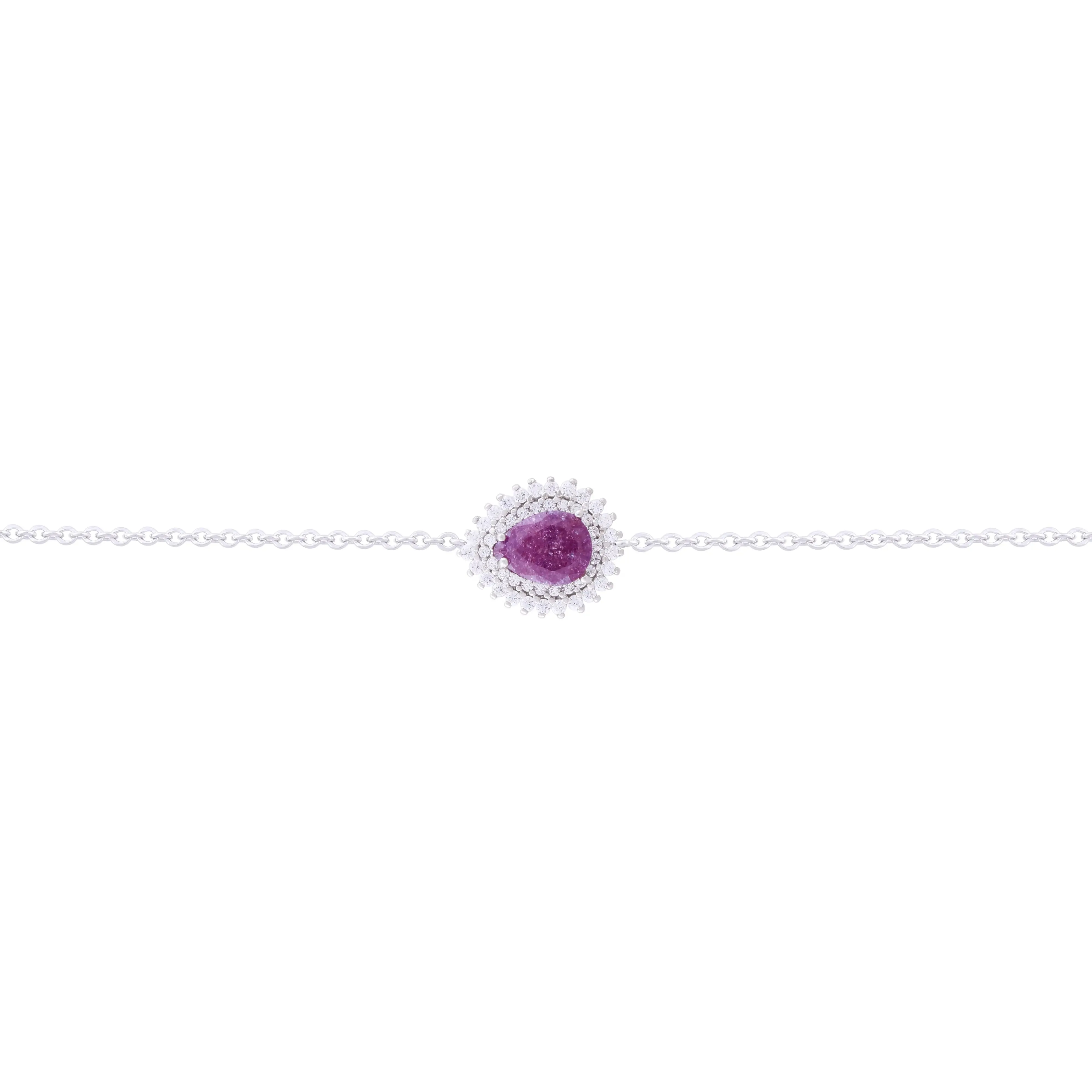 Asfour Chain Bracelet made of 925 sterling silver, with a pear Pendant, inlaid with a Tenzanite zircon Stone
