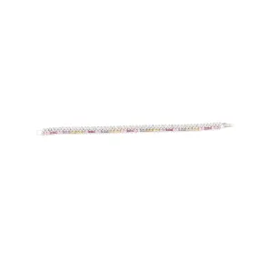 Asfour Tennis Bracelet In 925 Sterling Silver Stone Zircon Pear And Baguette