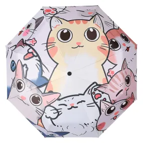 Automatic Sunscreen Cute Cat Claw Three-Folding Umbrella