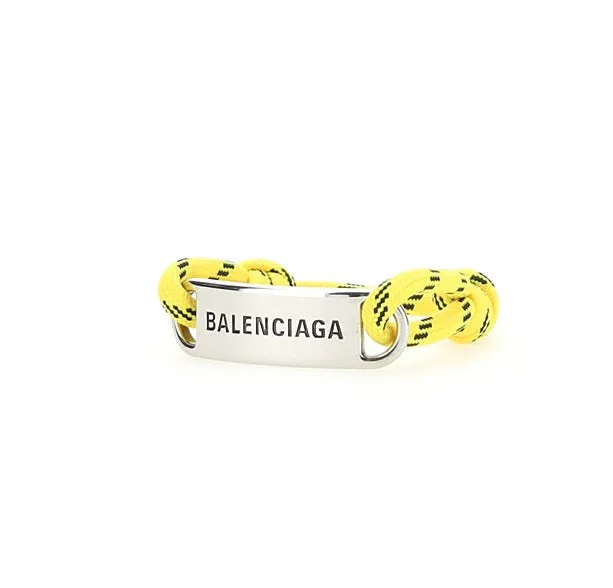 Balenciaga Logo Plaque Plate Shoelace Bracelet