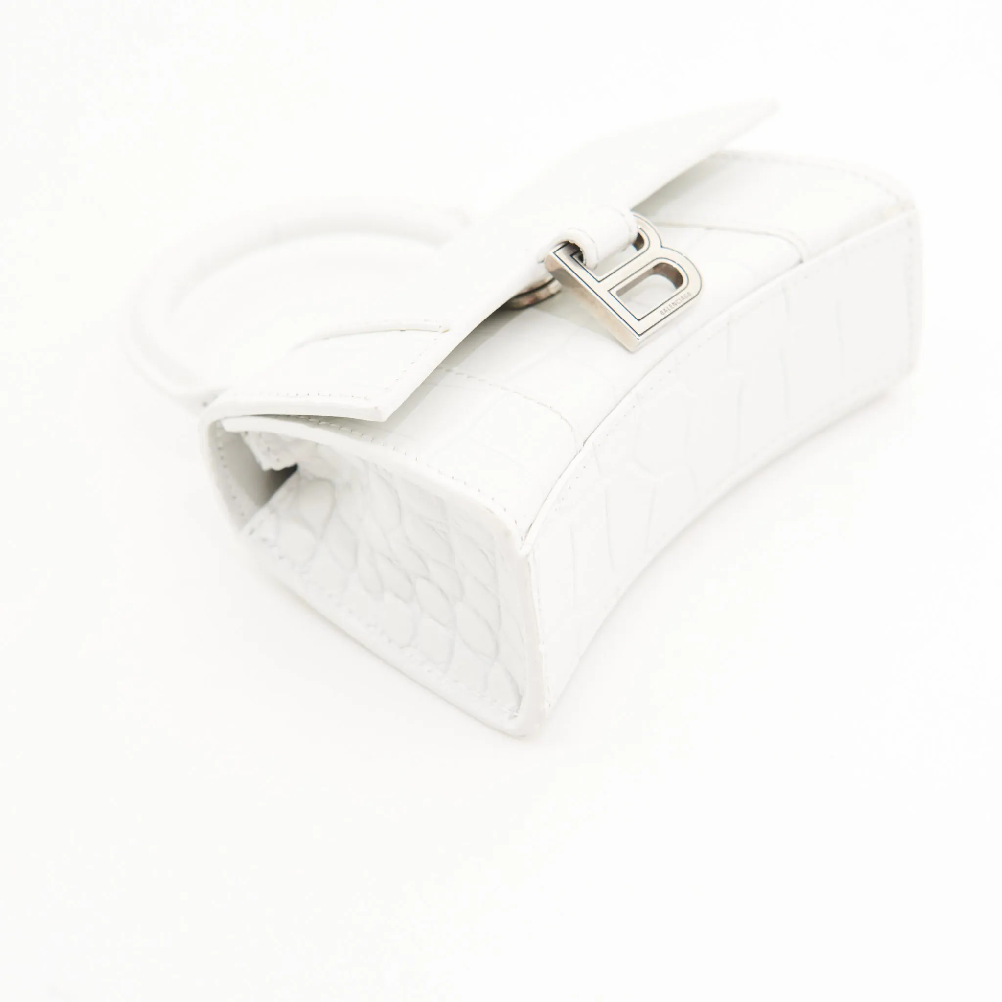 Balenciaga Super Mini Hourglass Bag in White Croc