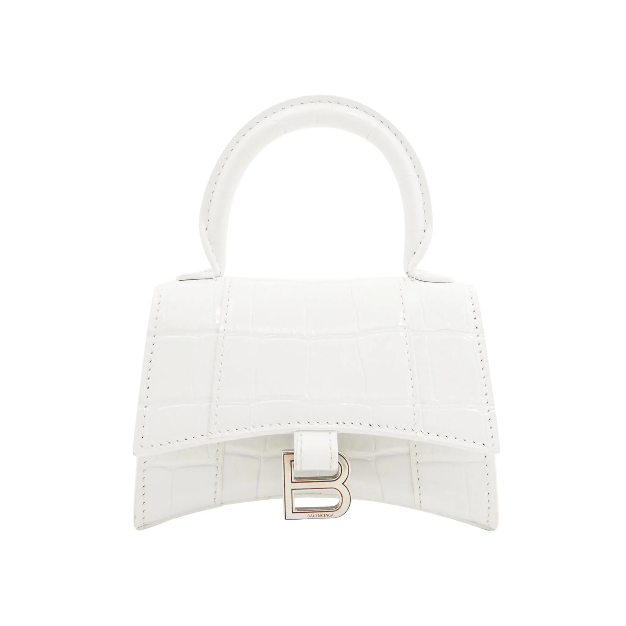 Balenciaga Super Mini Hourglass Bag in White Croc