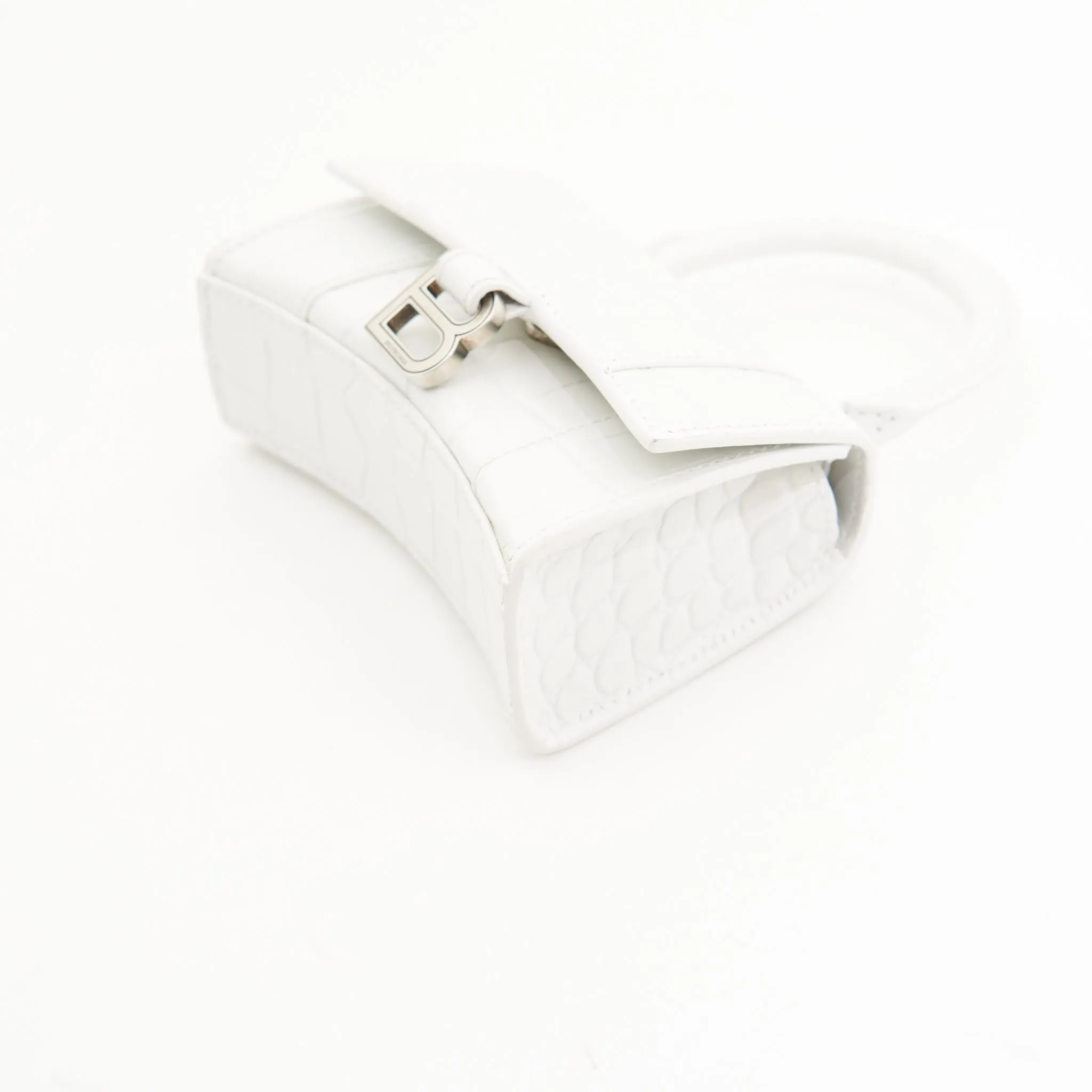 Balenciaga Super Mini Hourglass Bag in White Croc
