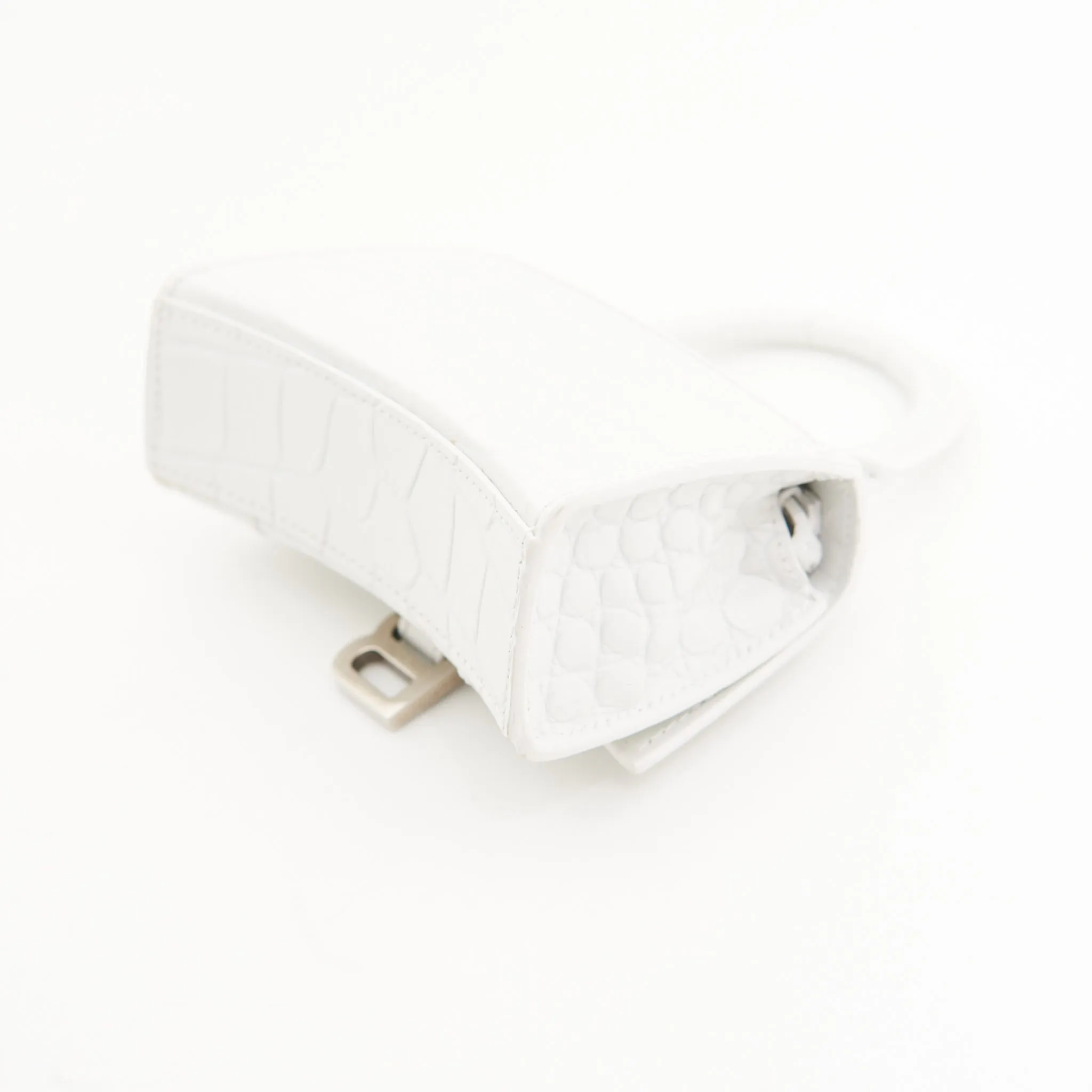 Balenciaga Super Mini Hourglass Bag in White Croc