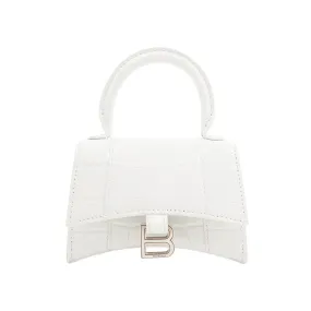 Balenciaga Super Mini Hourglass Bag in White Croc