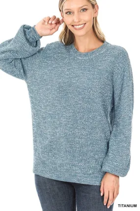 Balloon Sleeve Sweater - mustard, mocha, titanium