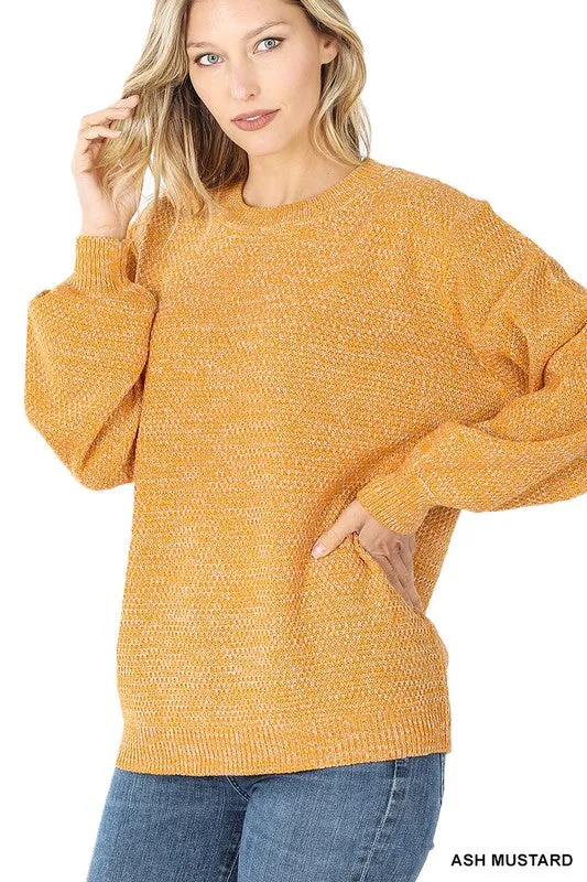 Balloon Sleeve Sweater - mustard, mocha, titanium